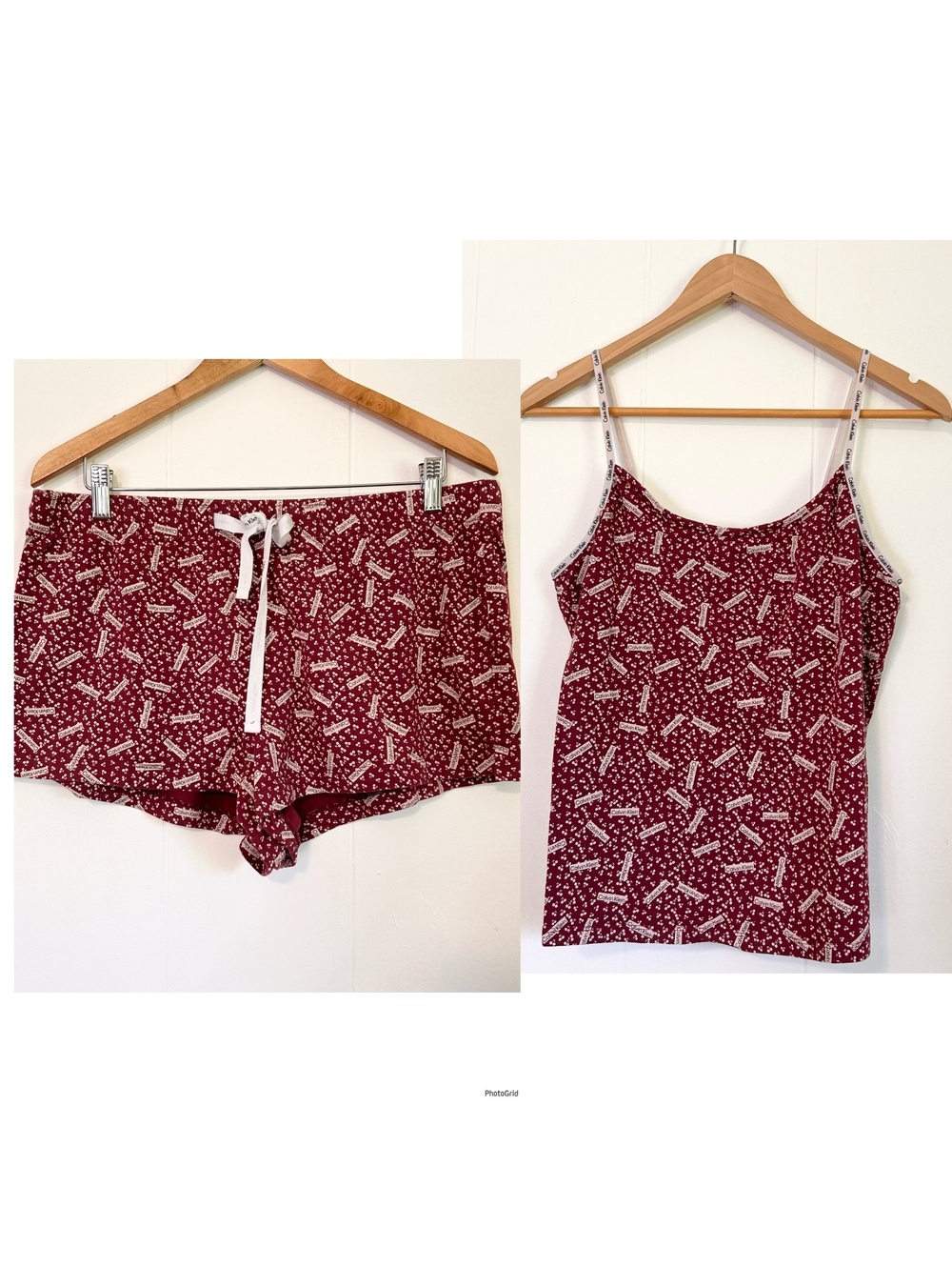 Calvin Klein Logo Red 2 Piece Pajamas Sleepwear Intimates Women's XL